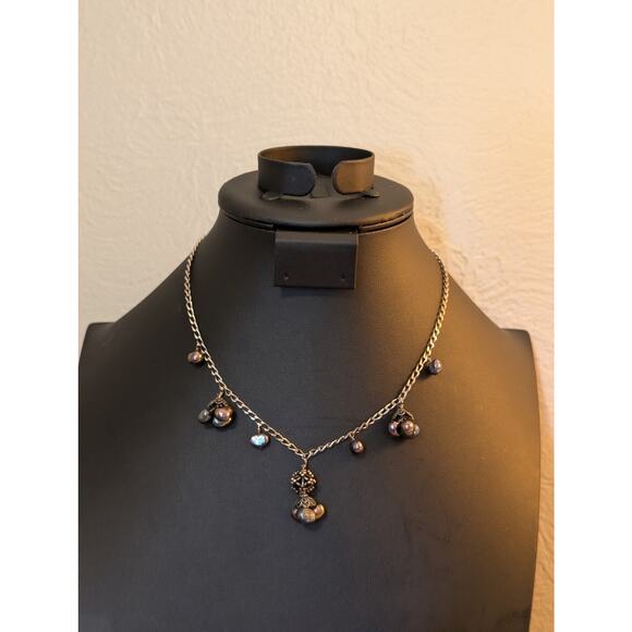 Vintage Genuine Freshwater Peacock Pearl Dangling Sterling 15-16.5" Necklace - Picture 8 of 8